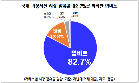 지난해 거래대금 기준 국내 가상자산 시장 점유율. [그래프=이재용 기자]