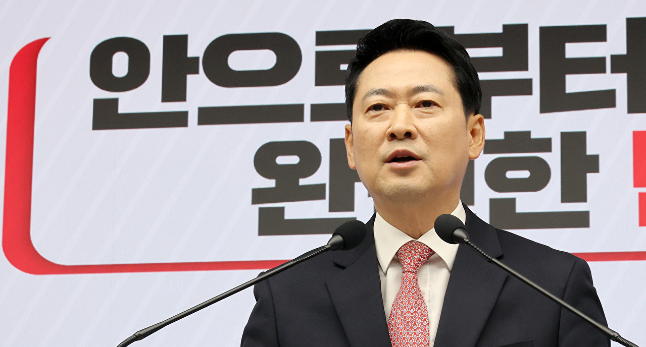 국민의힘 장동혁 대표가 26일 서울 여의도 중앙당사에서 열린 당 대표 취임 1주년 기자회견에서 발언하고 있다. 2026.8.26 [사진=연합뉴스]