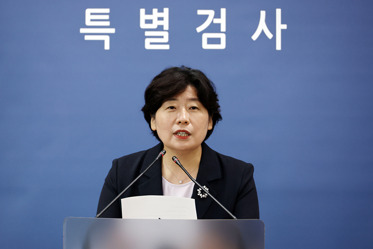 박지영 내란 특검보가 지난 2일 서초구 서울고검에서 브리핑을 하고 있다. 2025.7.2 [사진=연합뉴스]