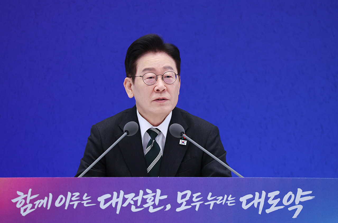이재명 대통령이 21일 청와대 영빈관에서 열린 신년기자회견에서 발언하고 있다. 2026.1.21 [사진=연합뉴스]