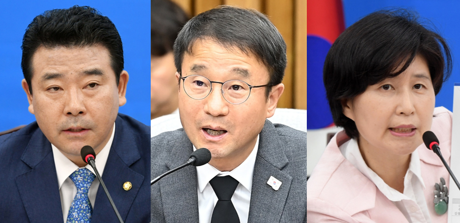 왼쪽부터 박정&middot;한병도&middot;백혜련 더불어민주당 의원 [사진=아이뉴스24DB]