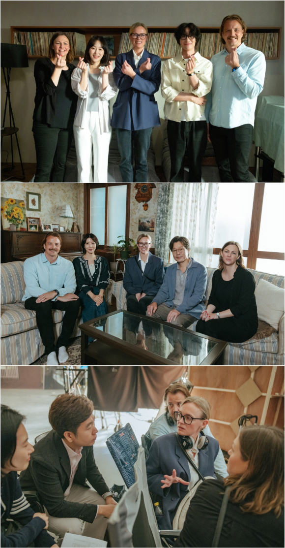 스웨덴 원작자 요세핀 보르네부쉬(Josephine Bornebusch)가 JTBC '러브 미'의 촬영장을 깜짝 방문해 인증샷을 남기고 있다. [사진=JTBC·SLL·하우픽쳐스]