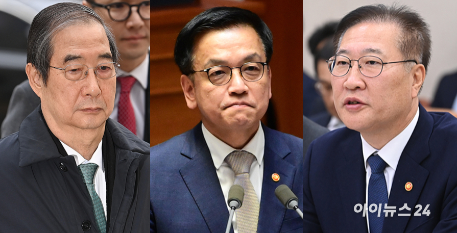 왼쪽부터 한덕수 전 국무총리, 최상목 전 경제부총리, 박성재 전 법무부장관. [사진=아이뉴스24 DB]