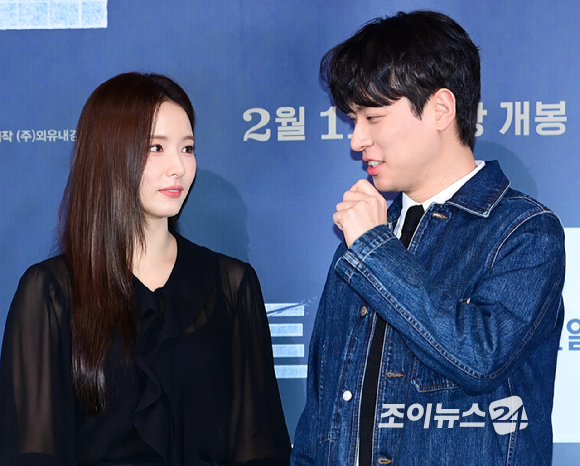 배우 조인성-신세경-박정민이 4일 오후 서울 CGV 용산아이파크몰에서 열린 영화 '휴민트'(감독 류승완) 언론시사회에 참석하고 있다. [사진=정소희 기자]