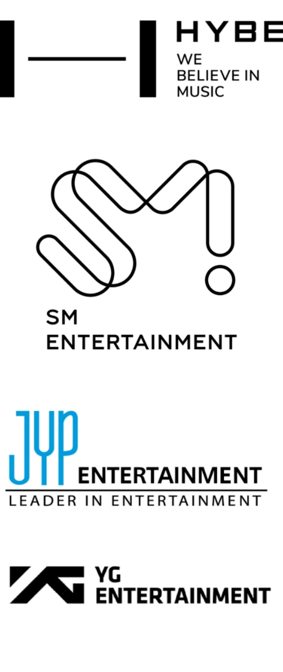엔터 4사(하이브, SM, JYP, YG엔터테인먼트) 로고 [사진=각 사]