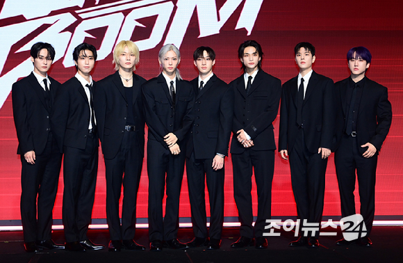 그룹 스트레이 키즈(Stray Kids)가 19일 오전 서울 영등포구 여의도 콘래드 호텔에서 열린 새 미니 앨범 'ATE'(에이트) 발매 기념 기자간담회에 참석하고 있다. [사진=정소희 기자]