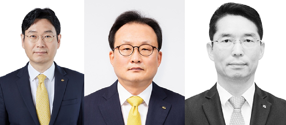 (왼쪽부터) 이창권 KB국민카드 대표 내정자, 이환주 KB생명보험 대표 내정자, 허상철 KB저축은행 대표 내정자. [사진=KB금융그룹]