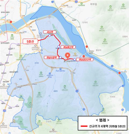 서울시의 무제한 대중교통 서비스 '기후동행카드'를 앞으로 경기 하남시 지하철에서도 이용할 수 있게 된다. 사진은 기후동행카드 서비스가 적용되는 서울지하철 5호선 하남시 구간 [사진=서울시]