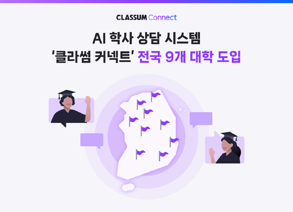 클라썸은 AI 학사 상담 시스템 &lsquo;클라썸 커넥트&rsquo;가 대구대, 울산대, 동강대, 서울여대 등을 포함한 전국 9개 대학에 도입됐다고 27일 밝혔다. [사진= 클라썸]