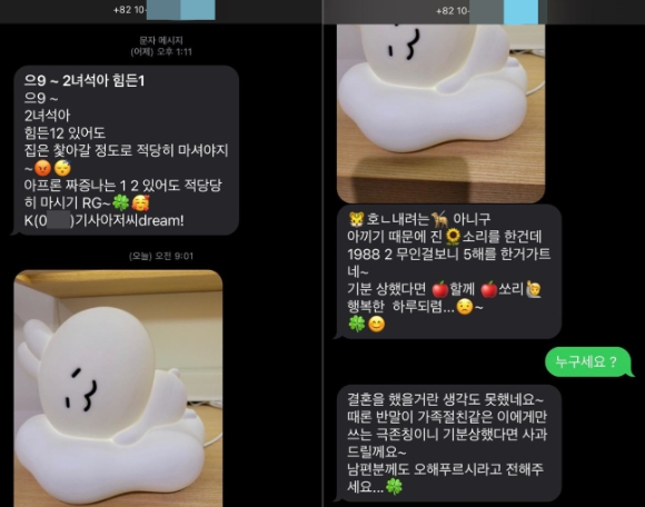 대리기사가 몰래 알아낸 여성 손님에게 보낸 문자 [사진=온라인 커뮤니티]