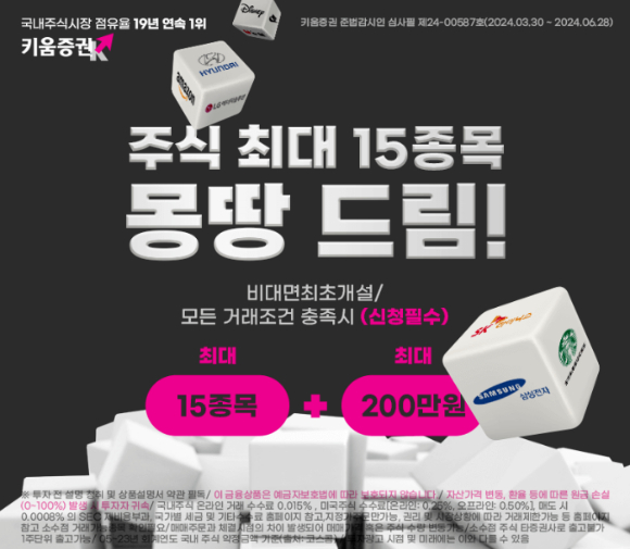 키움증권이 비대면 최초 개설 고객 대상 이벤트를 실시한다. [사진=키움증권]