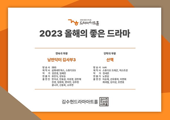 청주시 김수현드라마아트홀이 선정한 ‘2023 올해의 좋은 드라마’. [사진=청주시]