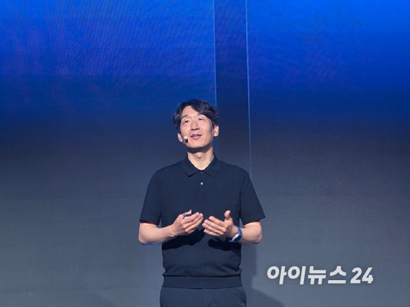 김동훈 NHN클라우드 대표가 26일 오전 서울 중구 더플라자호텔에서 열린 기자간담회에서 발표하고 있다. [사진=윤소진 기자]