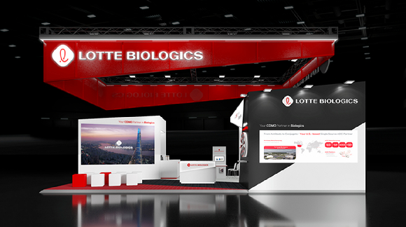 롯데바이오로직스의 CPhI 단독 전시 부스. [사진=롯데바이오로직스 제공]