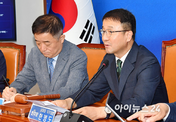 한병도 더불어민주당 당대표 직무대행 겸 원내대표가 29일 서울 여의도 국회에서 열린 최고위원회의에서 발언하고 있다. [사진=곽영래 기자]