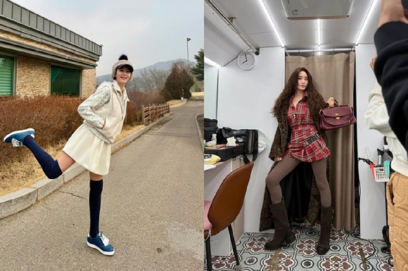김혜수, 소화 못하는 게 뭐야? 체크 미니원피스→스포티룩까지 '몸매가 열일'