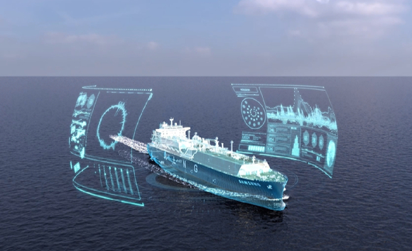 디지털 트윈 기반 자율 운항 기술을 형상화한 이미지 [사진=삼성중공업]