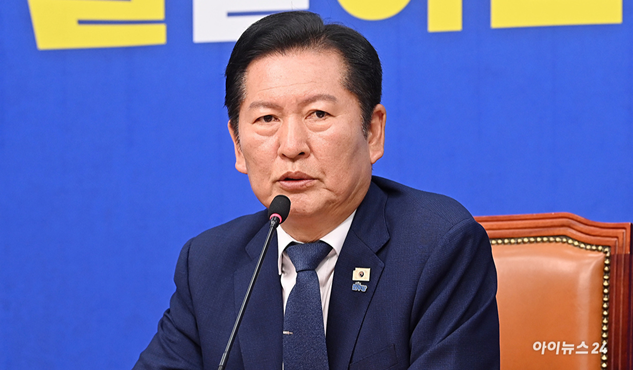 정청래 더불어민주당 대표가 6일 서울 여의도 국회에서 열린 최고위원회의에서 발언하고 있다. [사진=곽영래 기자]