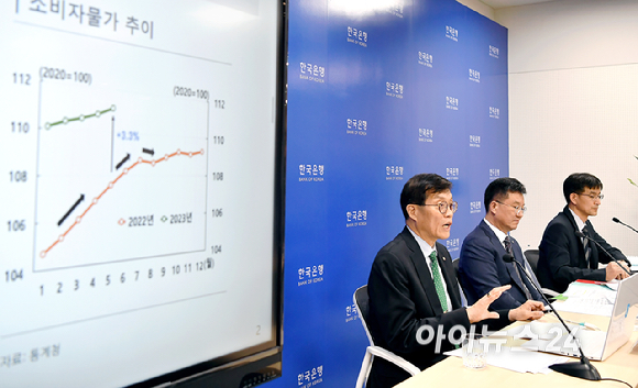 이창용 한국은행 총재가 19일 서울 중구 한국은행 기자실에서 열린 2023년 하반기 물가설명회에서 물가안정목표 운영상황에 관해 설명을 마친 뒤 질문에 답변하고 있다. [사진=곽영래 기자]