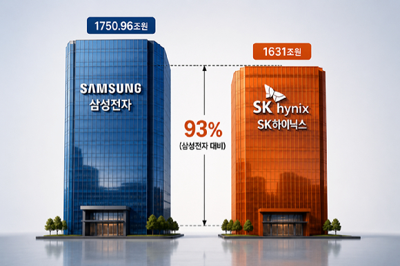 2026년 5월28일 종가 기준 삼성전자와 SK하이닉스의 시가총액을 AI로 그린 그림. [사진=챗GPT]