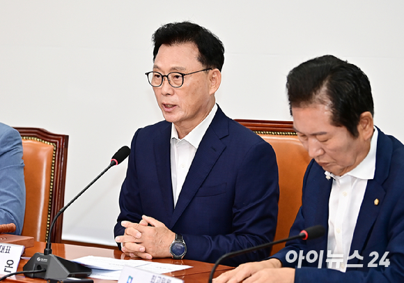 박광온 더불어민주당 원내대표가 지난 2일 국회에서 열린 당 최고위원회의에서 발언하고 있다. [사진=곽영래 기자]