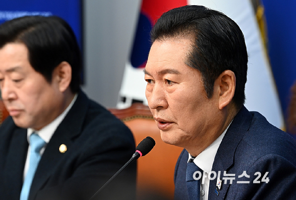 정청래 더불어민주당 대표가 5일 서울 여의도 국회에서 열린 최고위원회의에서 발언하고 있다. [사진=곽영래 기자]