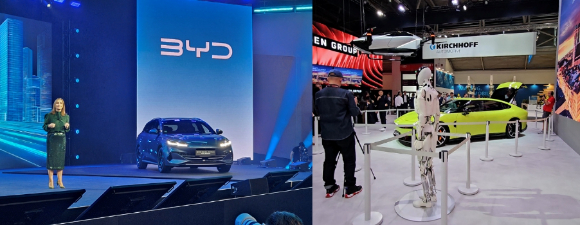 BMW iX3 전시와 내부 디스플레이. [사진=정구민 국민대 교수]