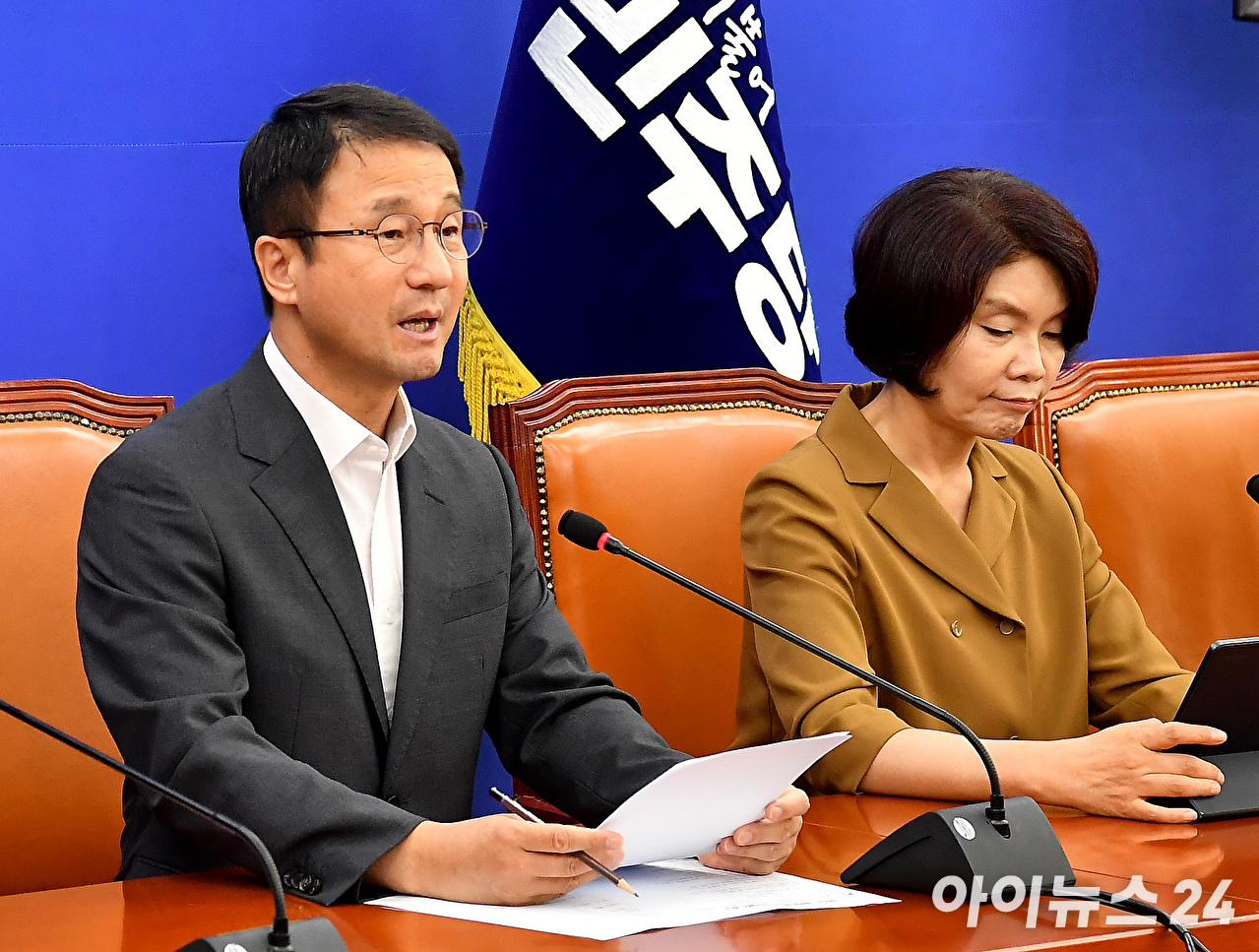 한병도 더불어민주당 당대표 직무대행 겸 원내대표가 6일 서울 여의도 국회에서 열린 정책조정회의에서 발언하고 있다. [사진=곽영래 기자]