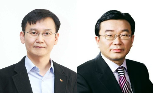 왼쪽부터 김한석 SK케미칼 연구소장, 백종훈 금호석유화학 대표 [사진=SK케미칼/금호석유화학 ]