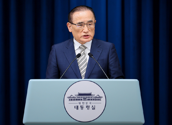 위성락 국가안보실장이 29일 용산 대통령실에서 이시바 시게루 일본 총리 방한 관련 브리핑을 하고 있다. 2025.9.29 [사진=연합뉴스]