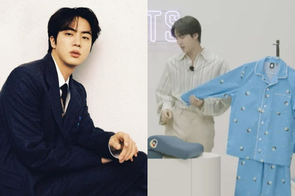 BTS멤버 진(왼쪽)과 그가 제작에 참여한 잠옷 [사진=방탄소년단 진 인스타그램]
