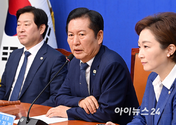 정청래 더불어민주당 대표가 6일 서울 여의도 국회에서 열린 최고위원회의에서 발언하고 있다. [사진=곽영래 기자]