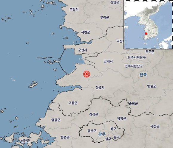 전북 부안군에서 12일 규모 4.8의 지진이 발생했다. [사진=기상청]