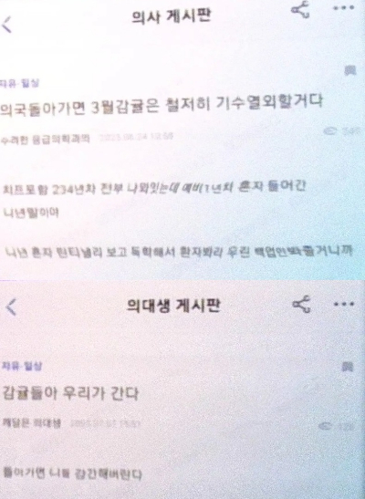 익명 의사 커뮤니티에 올라온 보복예고 글 [사진=온라인 커뮤니티]