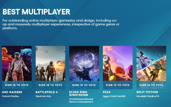 세계 최고 권위 게임 시상식 중 하나인 2025 더 게임 어워드(TGA)에서 넥슨 신작 '아크 레이더스'가 '최고의 멀티플레이어 게임' 후보에 올랐다. [사진=TGA]