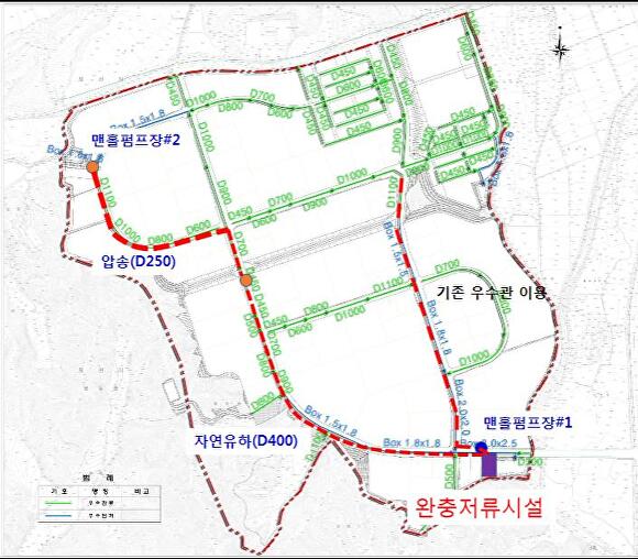 제천 2산업단지 완청저류시설 설치계획도. [사진=제천시]