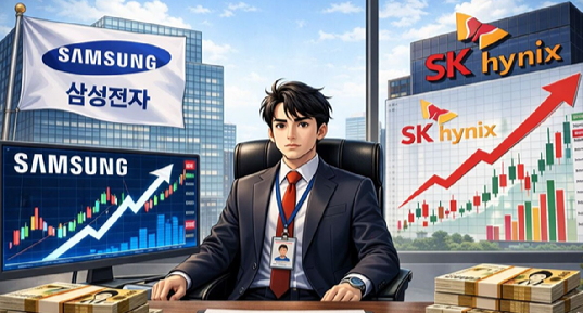 삼성전자, SK하이닉스 주가 상승. 사진은 챗GPT 인공지능(AI) 생성 이미지. [사진=챗GPT]