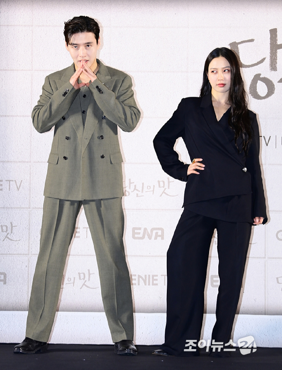 배우 강하늘과 고민시가 8일 오후 서울 마포구 상암동 스탠포드 호텔에서 진행된 지니 TV 오리지널 '당신의 맛' 제작발표회에 참석하고 있다. [사진=정소희 기자]