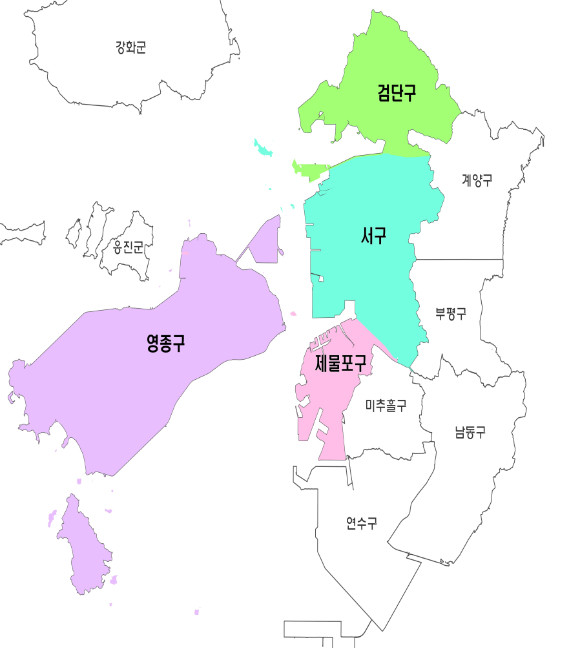 인천광역시 2군·9구 행정체제 개편 전도. [사진=인천시]