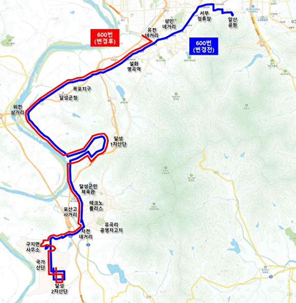 달성군 600번 버스 노선 [사진=달성군]