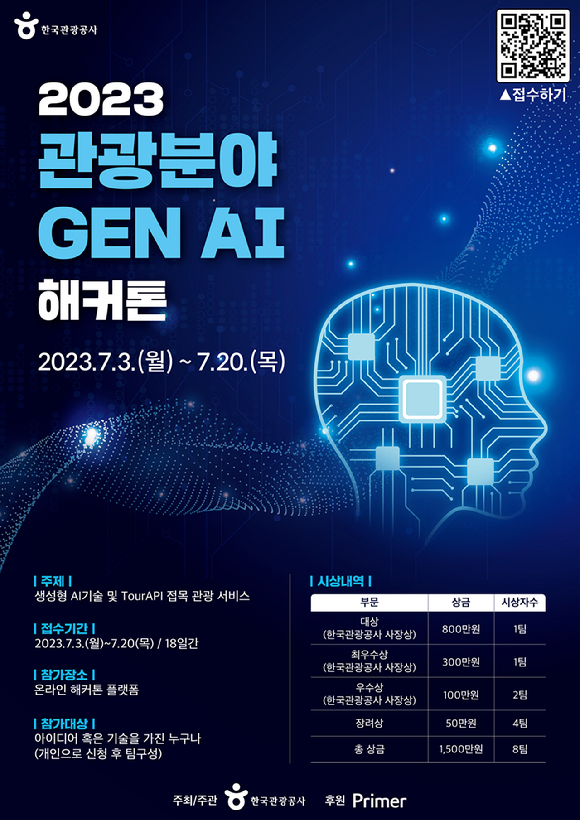 「2023 관광분야 Gen AI 해커톤」 모집 포스터 [사진=한국관광공사]