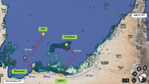 UAE HVDC 해저송전망 위치도. [사진=삼성물산]