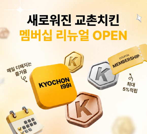 교촌에프앤비가 교촌치킨앱 멤버십 제도를 개편하고 포인트 적립과 상시 혜택을 확대한다. [사진=교촌에프앤비]