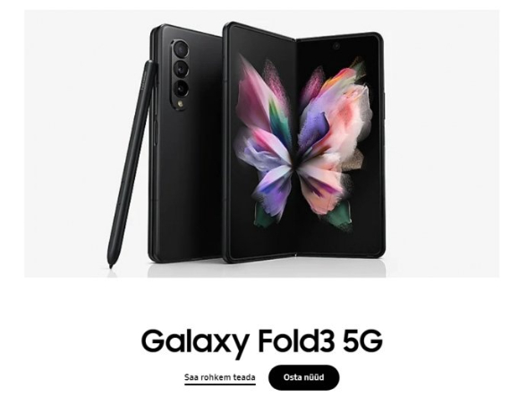 삼성닷컴 에스토니아 홈페이지에 'Z'가 빠진 채 기재된 '갤럭시폴드 3' [사진=삼성닷컴 에스토니아 홈페이지]