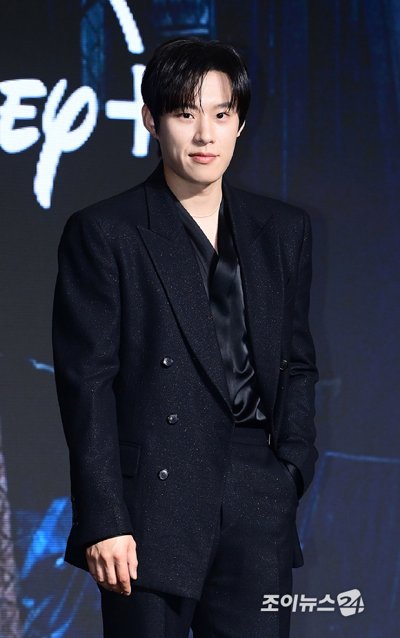 배우 김성철이 27일 서울 영등포구 여의도동 콘래드 서울 호텔에서 열린 디즈니+ 오리지널 시리즈 '골드랜드' 제작발표회에 참석하고 있다. [사진=정소희 기자]