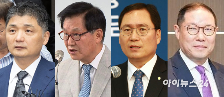왼쪽부터 김범수 카카오 창업주와 김익래 전 다우키움그룹회장 윤창호 전 한국증권금융 사장, 조현상 HS효성 부회장 [사진=아이뉴스24DB]