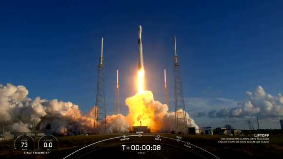 다우리나라 달 탐사선 다누리(KPLO)가 5일 오전 8시 9분쯤 미국 플로리다 케이프커내버럴 미 우주군기지에서 성공적으로 발사됐다. [사진=SpaceX 유튜브]
