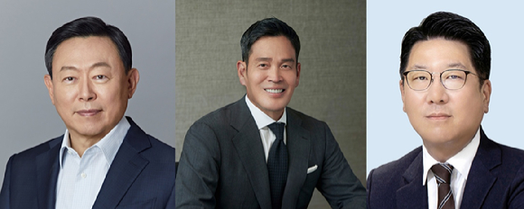 신동빈(왼쪽) 롯데그룹 회장, 정용진(가운데) 신세계그룹 회장, 정지선 현대백화점그룹 회장. [사진=각 사]