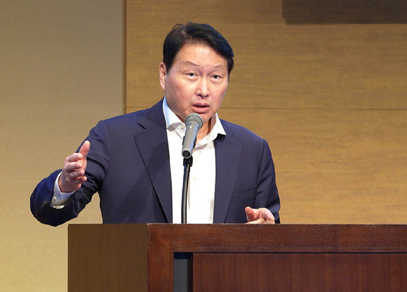 최태원 대한상의 회장이 개회사를 하고 있다. [사진=대한상의 ]