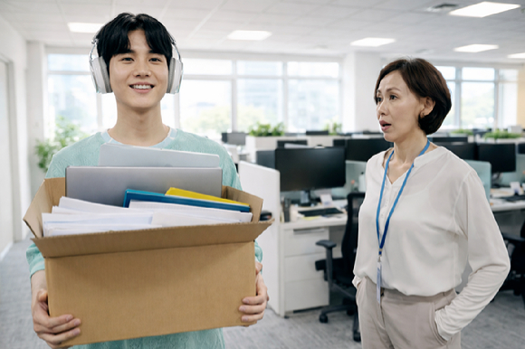 일본에서 입사 첫날 퇴직 대행 서비스를 이용해 곧바로 사직 의사를 밝히는 신입사원 사례가 잇따르고 있다. 사진은 AI 생성 이미지로, 본 기사 내용과 무관. [사진=챗GPT]